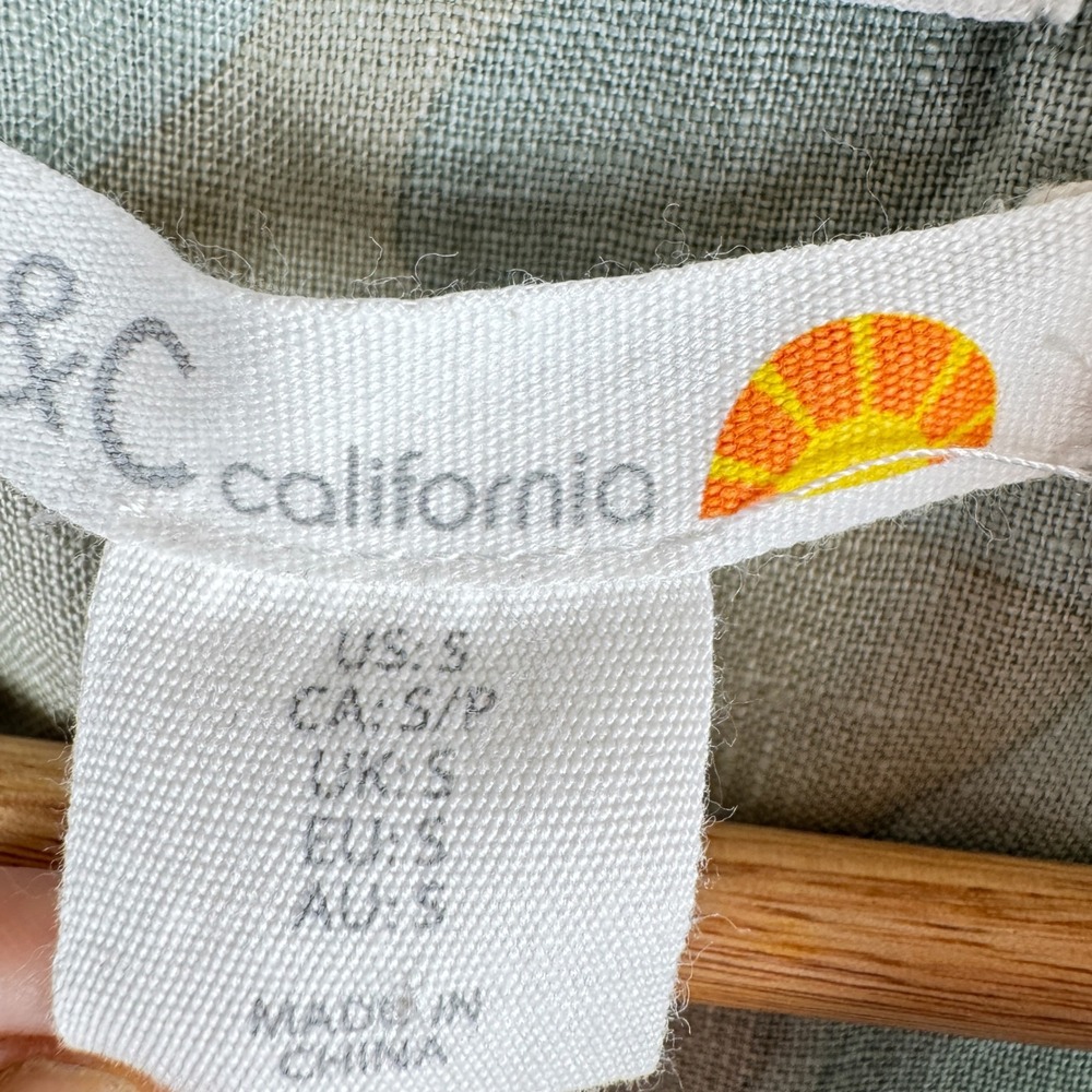 C&C California Shirt Dress Womens Size Small 100% Linen Camo Granola Earthy - Picture 4 of 10